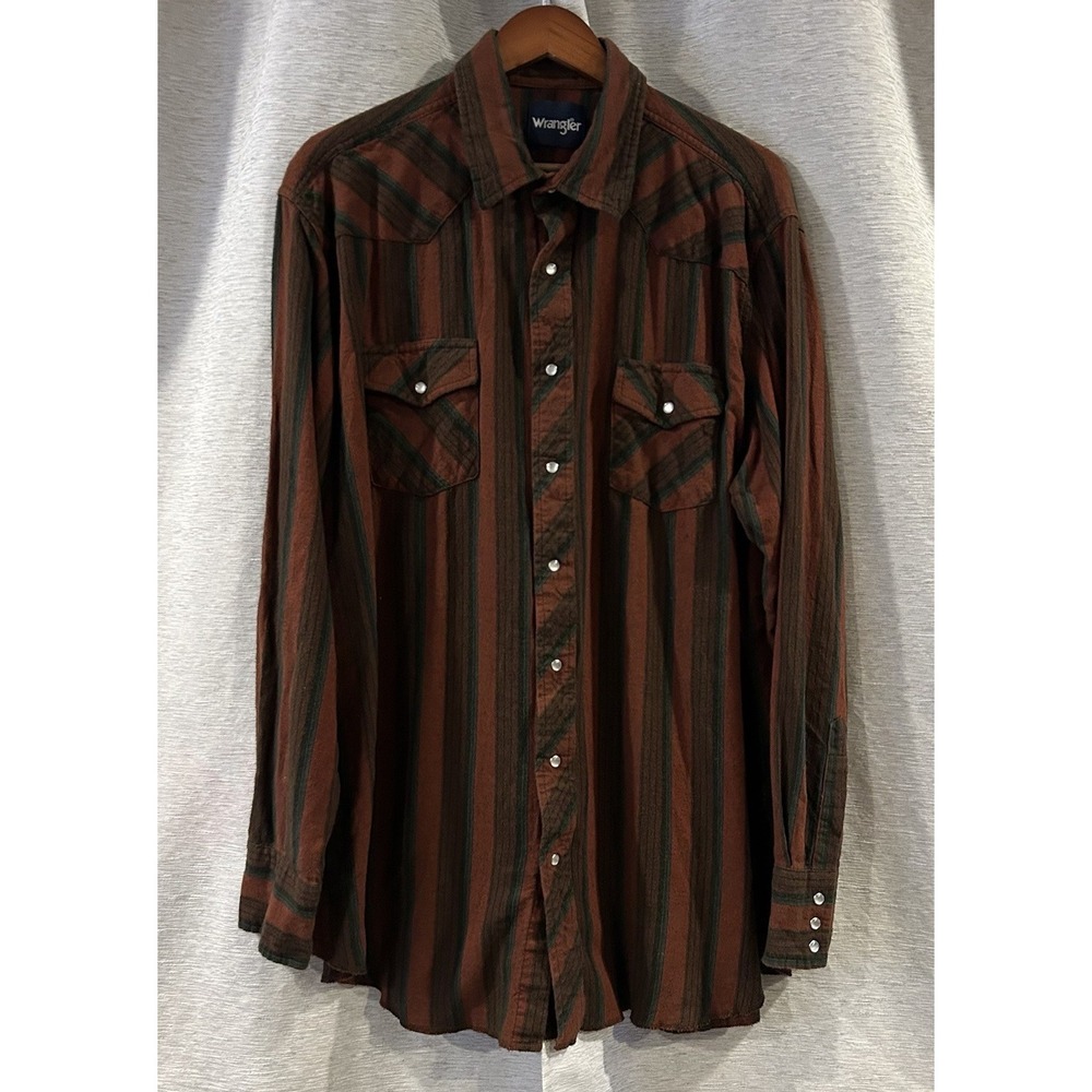 Vtg Wrangler Brushpopper Shirt Western Rodeo Cowboy Striped Flawed